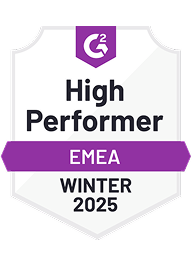 G2 décerne trois badges Automne 2024 et un badge Hiver 2024 à Sprout Social dans la catégorie High Performer EMEA​​ 